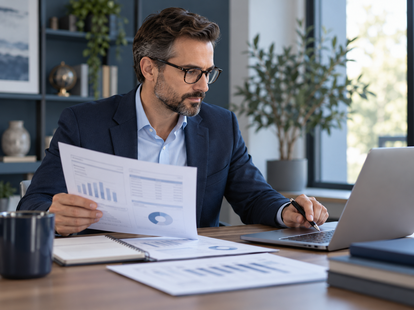 Professional reviewing financial reports